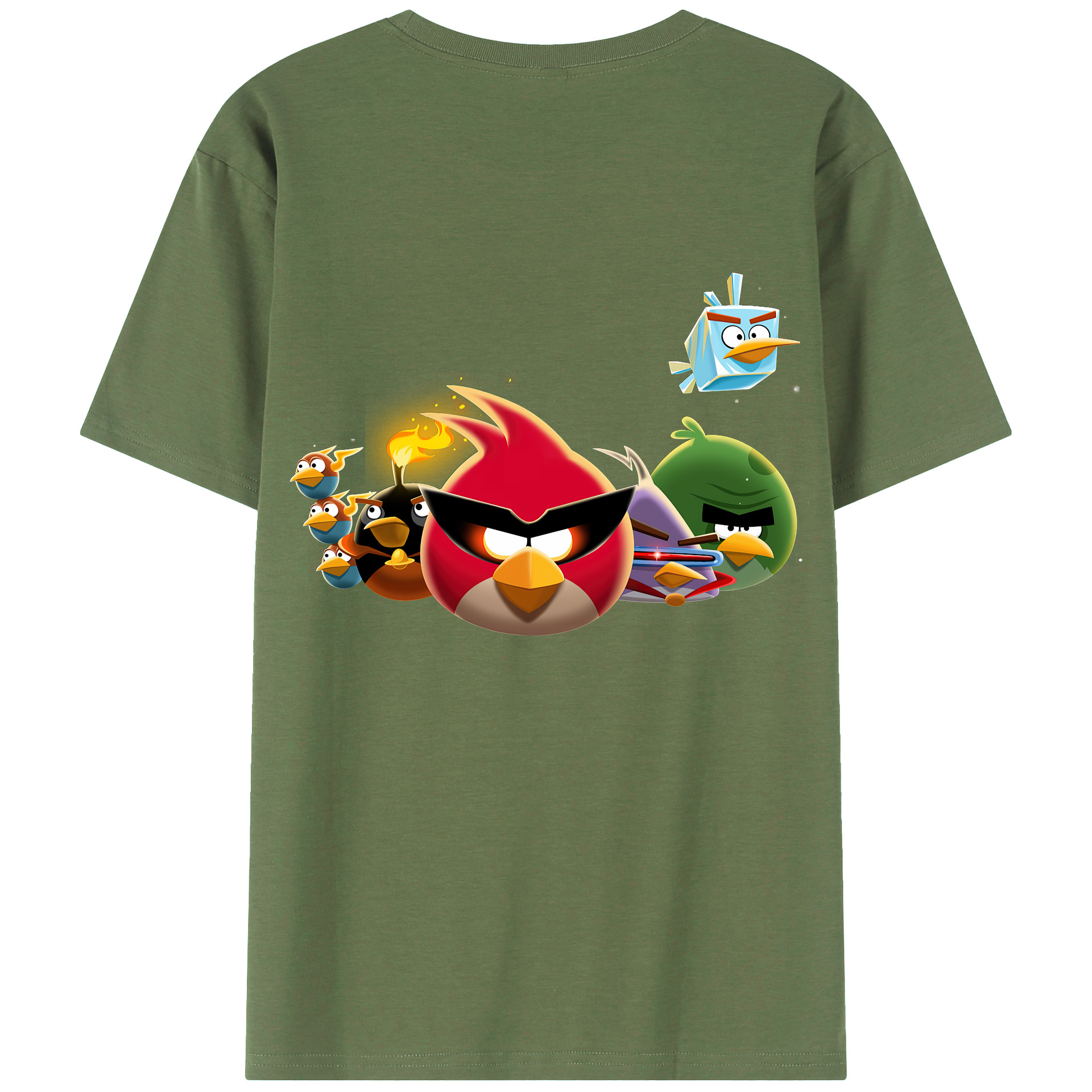 （画像用） Angry Birds アングリーバード 綿100％ メンズ半袖Tシャツ（バックプリント） 通気性